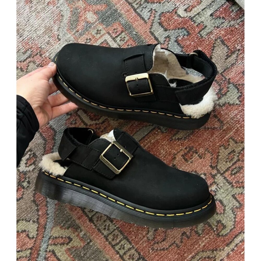 Dr. Martens Jorge II Faux Fur Lined Slingback Mules Black